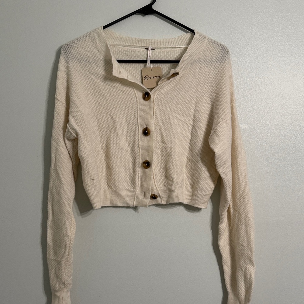 Free People Cream Knit Sweater